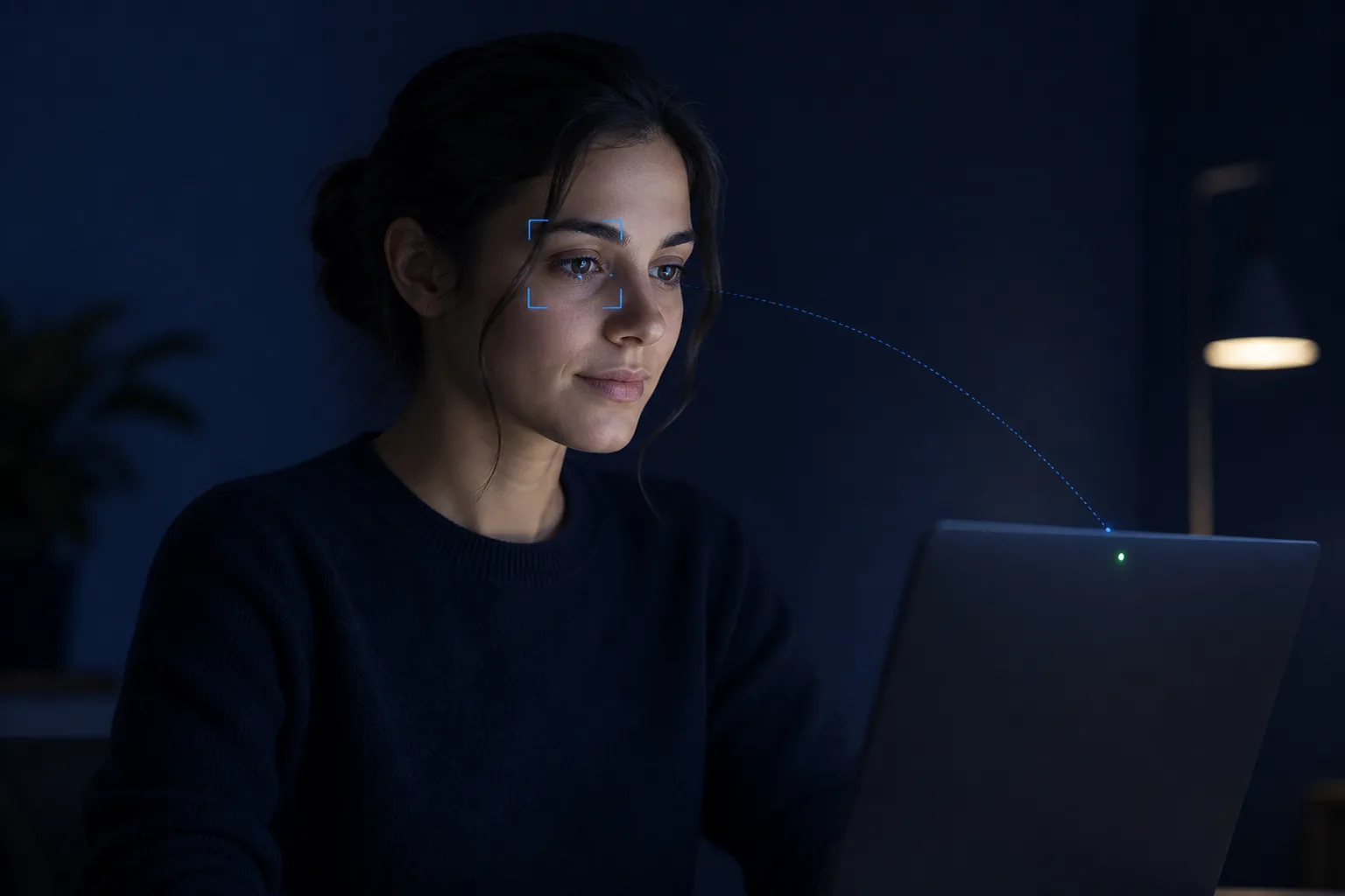 Tecnologia de visão computacional analisando os olhos pela câmera